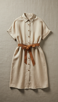 Prairie Cream Linen Shirt Dress