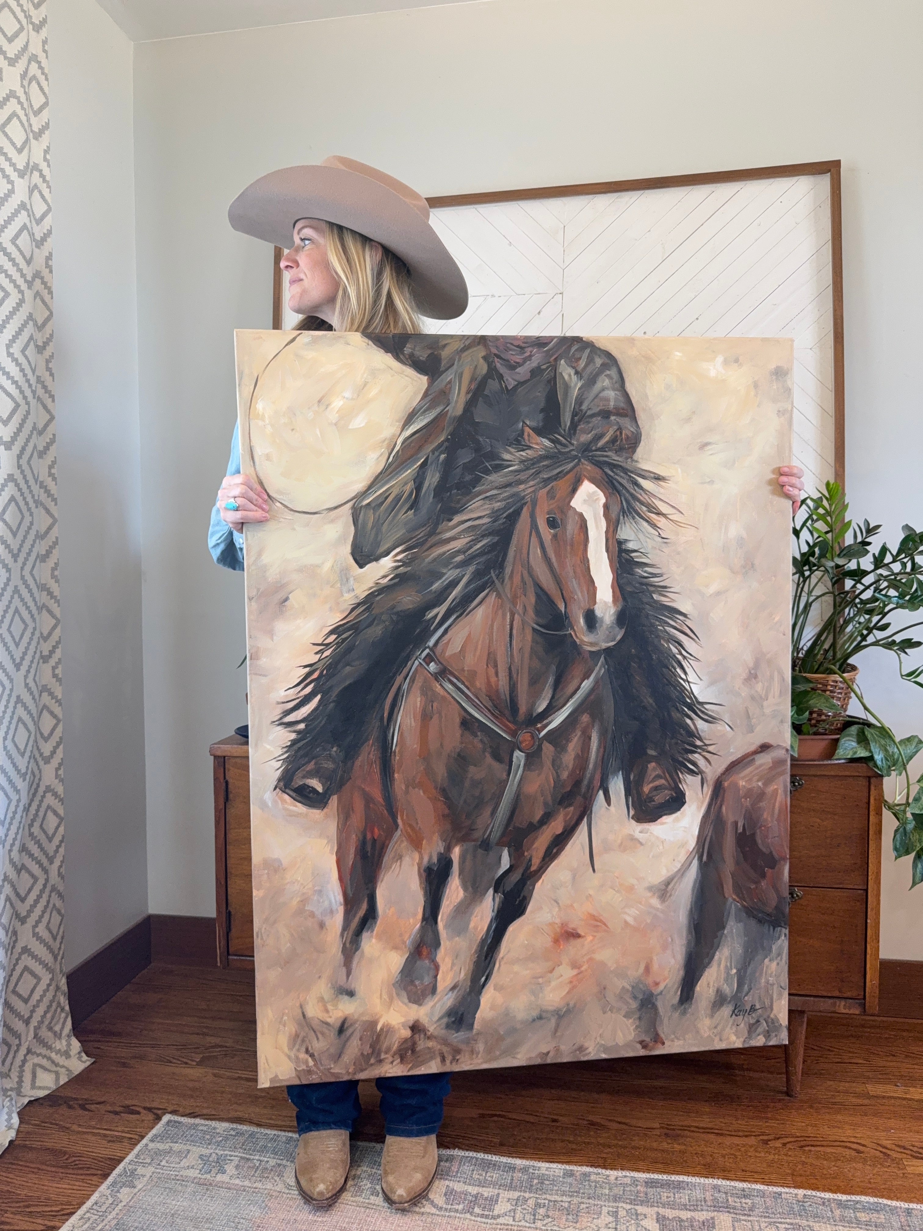 Original Art Work : Calf Roping : Large