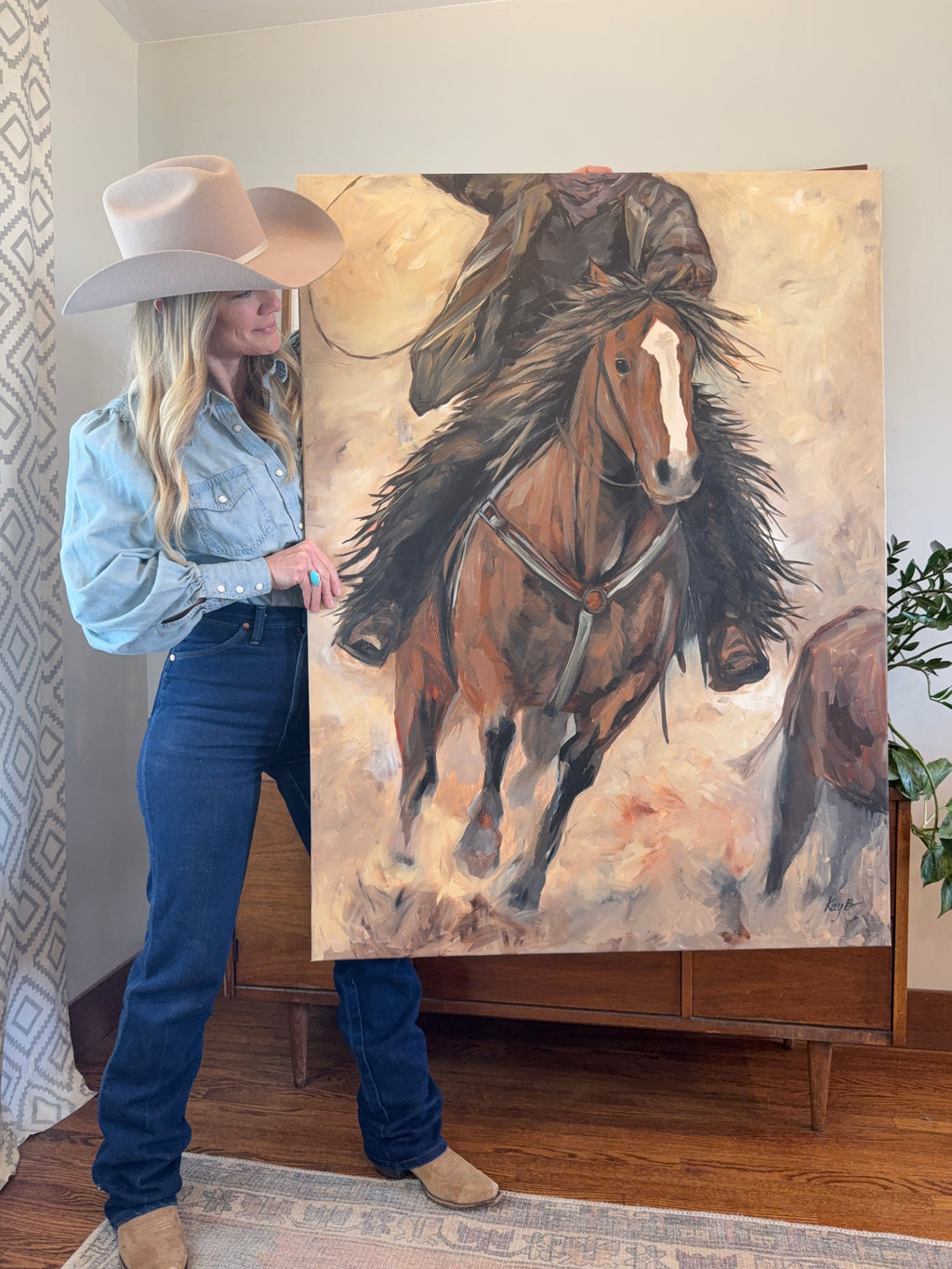 Original Art Work : Calf Roping : Large
