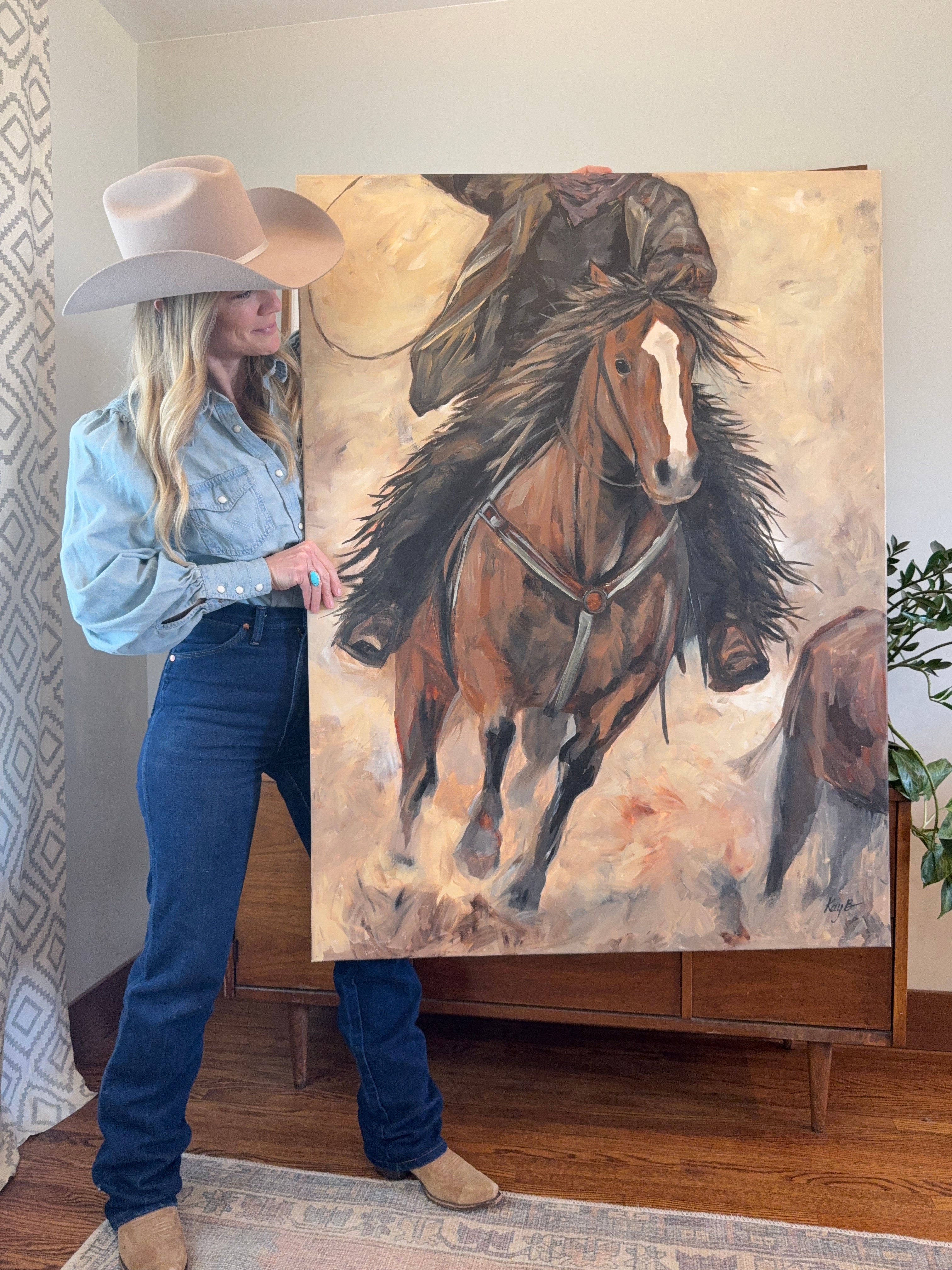 Original Art Work : Calf Roping : Large