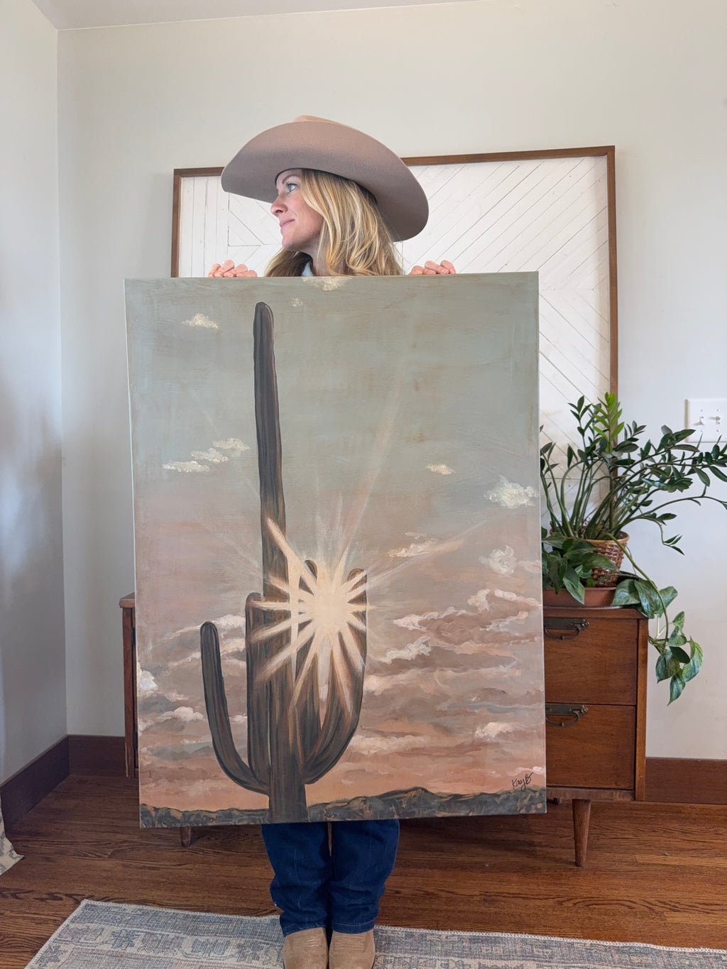 Original Art Work : Cactus Sunset : Large