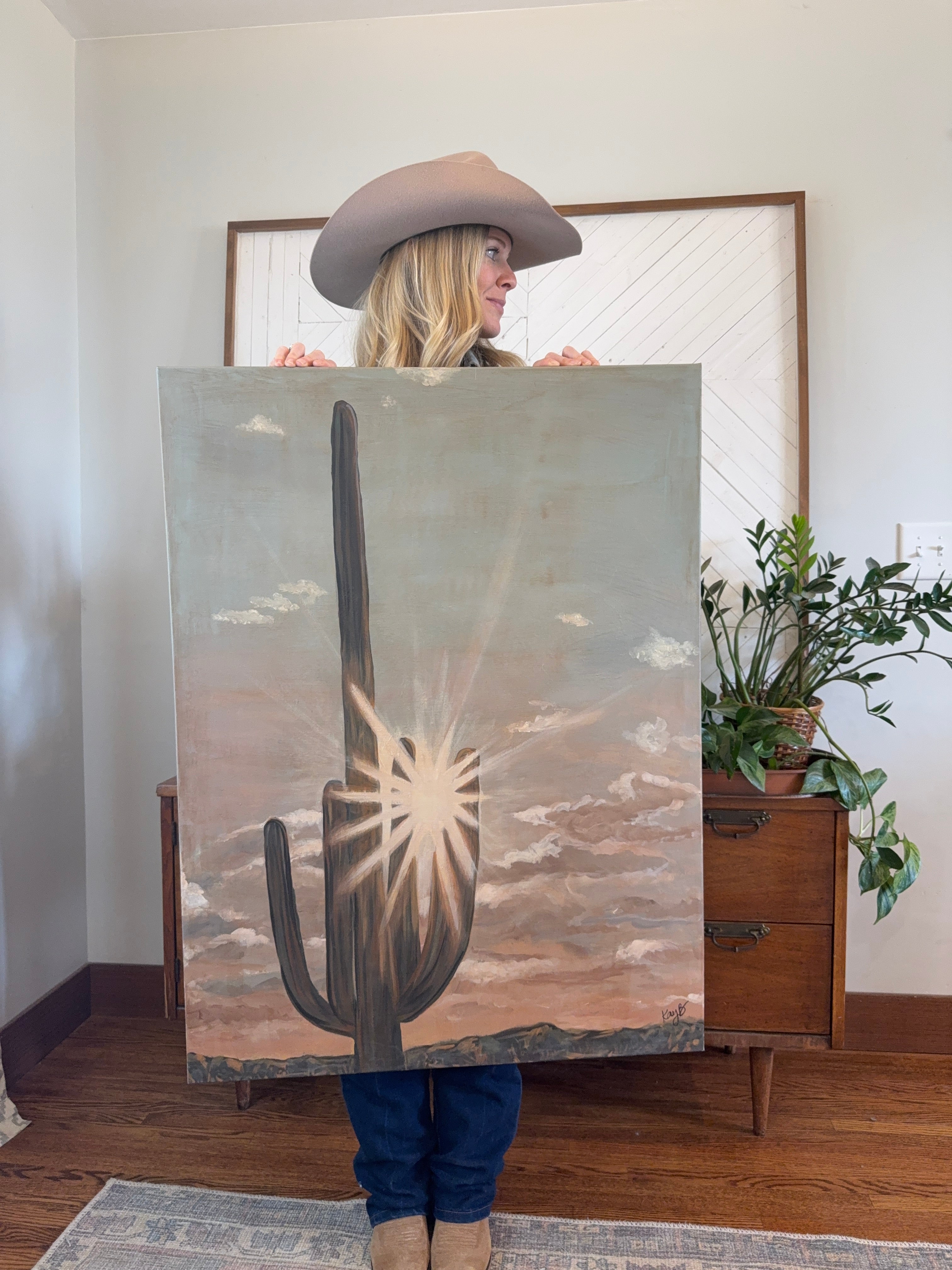 Original Art Work : Cactus Sunset : Large