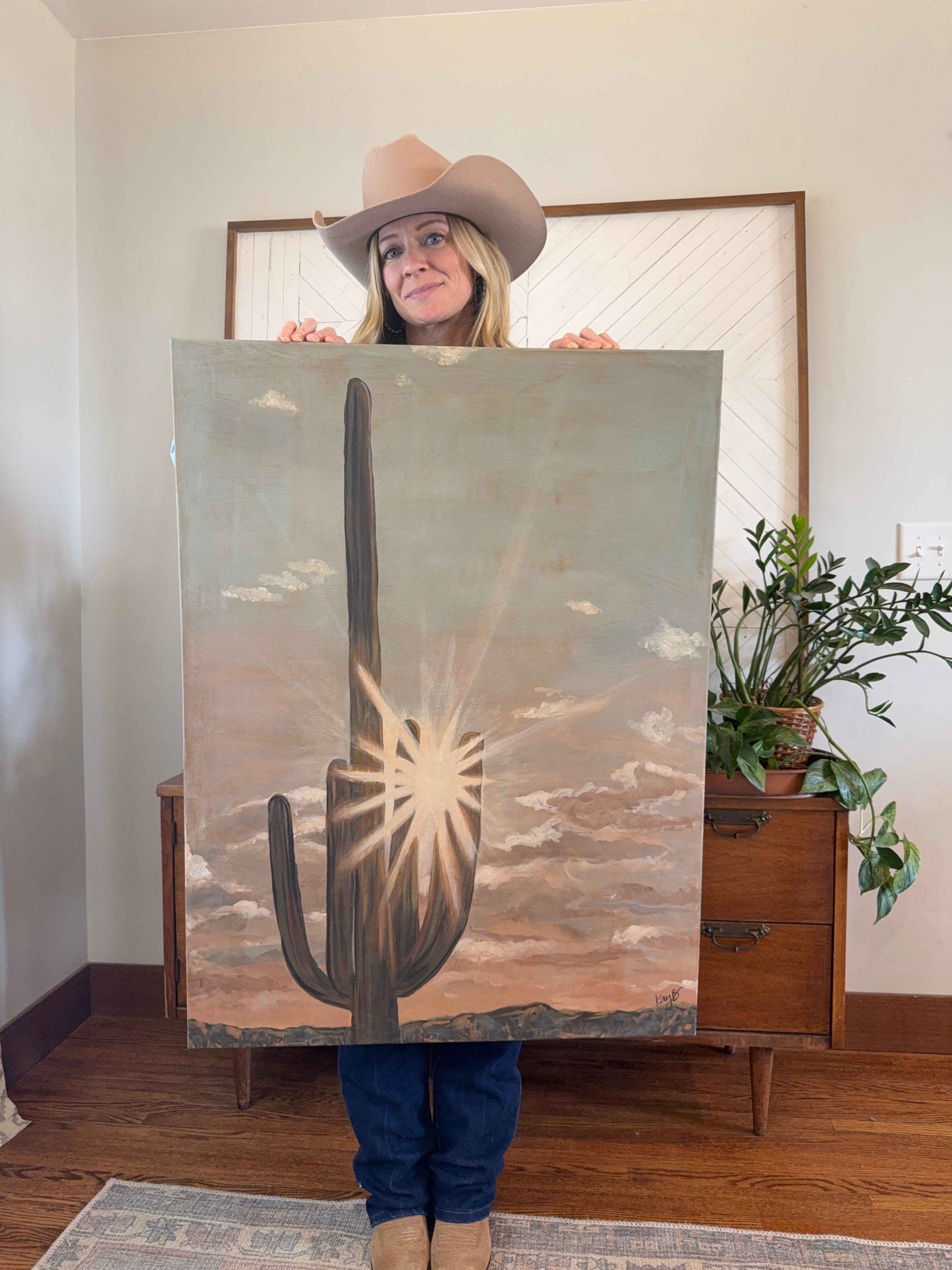 Original Art Work : Cactus Sunset : Large