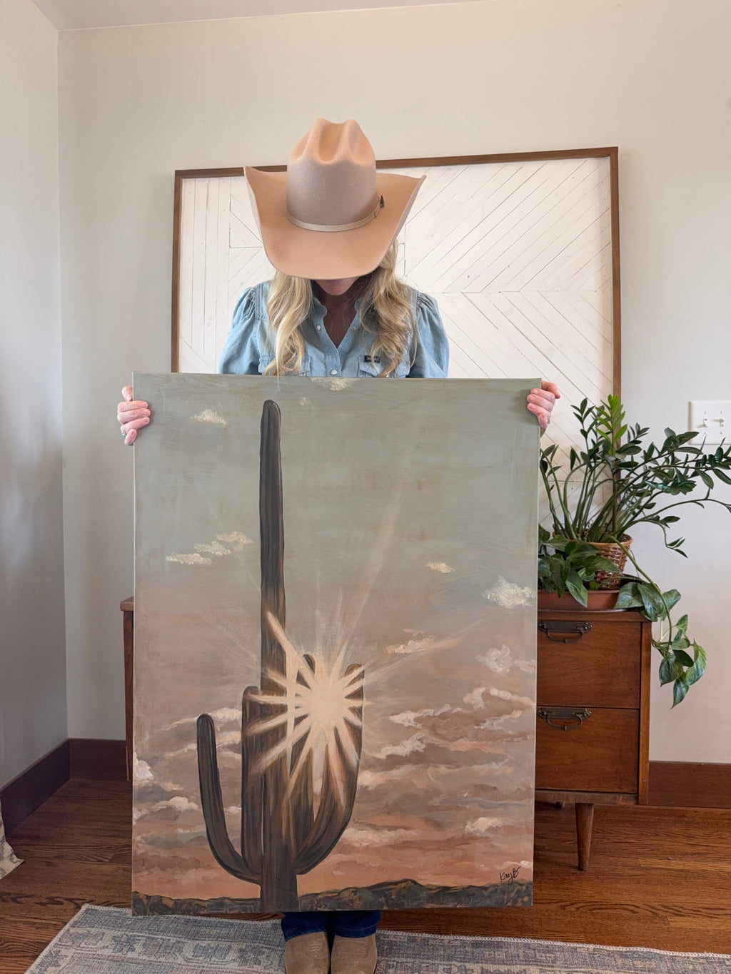 Original Art Work : Cactus Sunset : Large