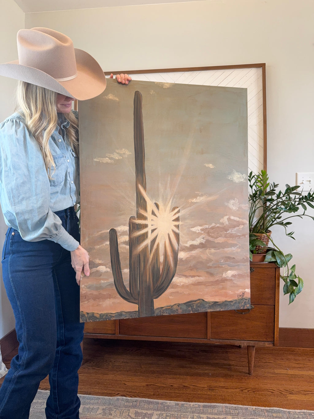 Original Art Work : Cactus Sunset : Large